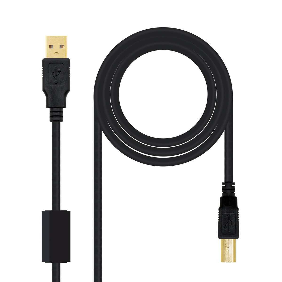 USB 2.0 A - USB B kaapeli NANOCABLE 10.01.1205 Musta 5 m